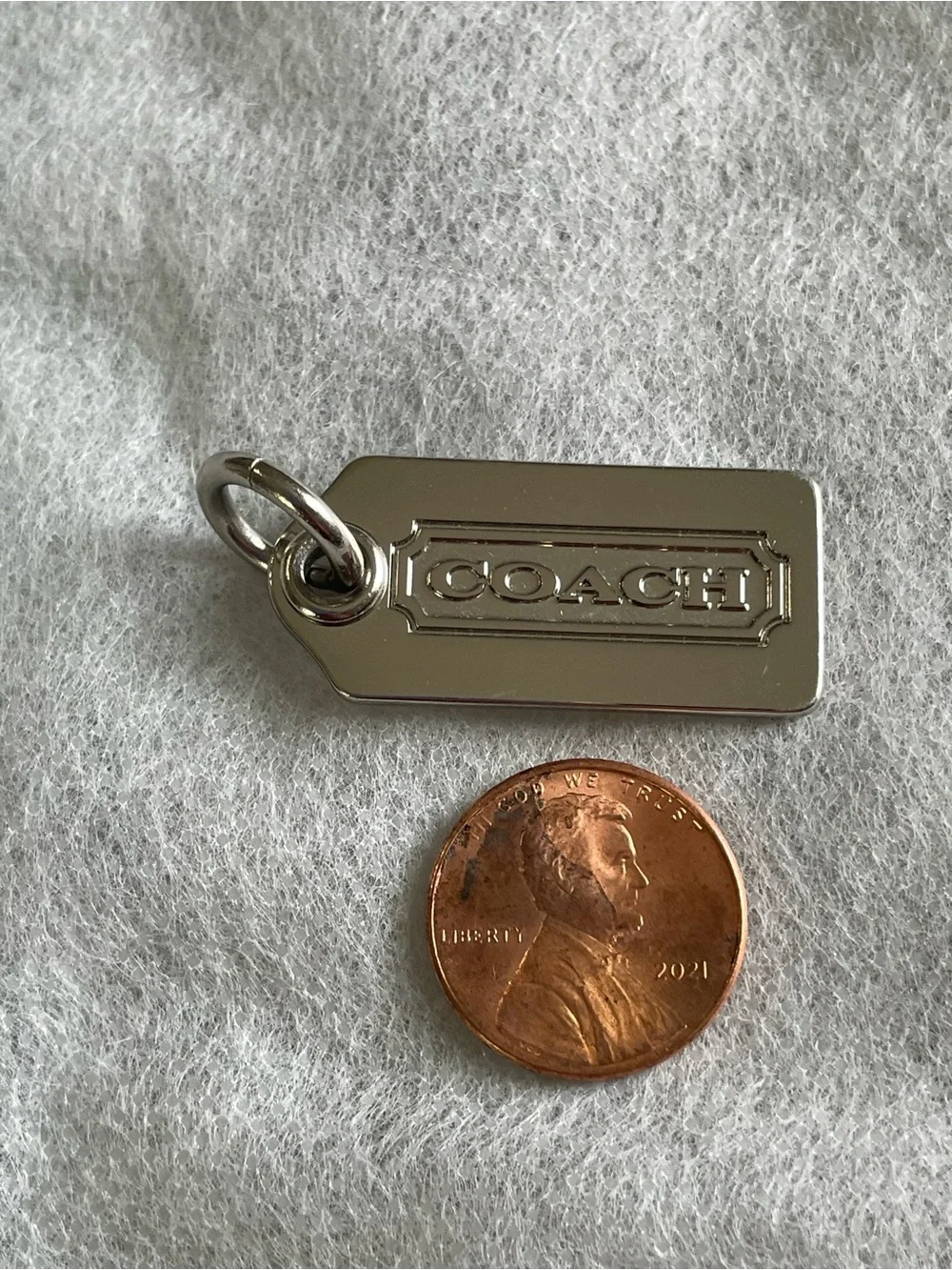 Coach Silver Tone Logo Tag Charm